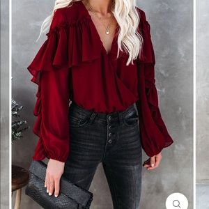 NWT Ruffle Drape Bodysuit